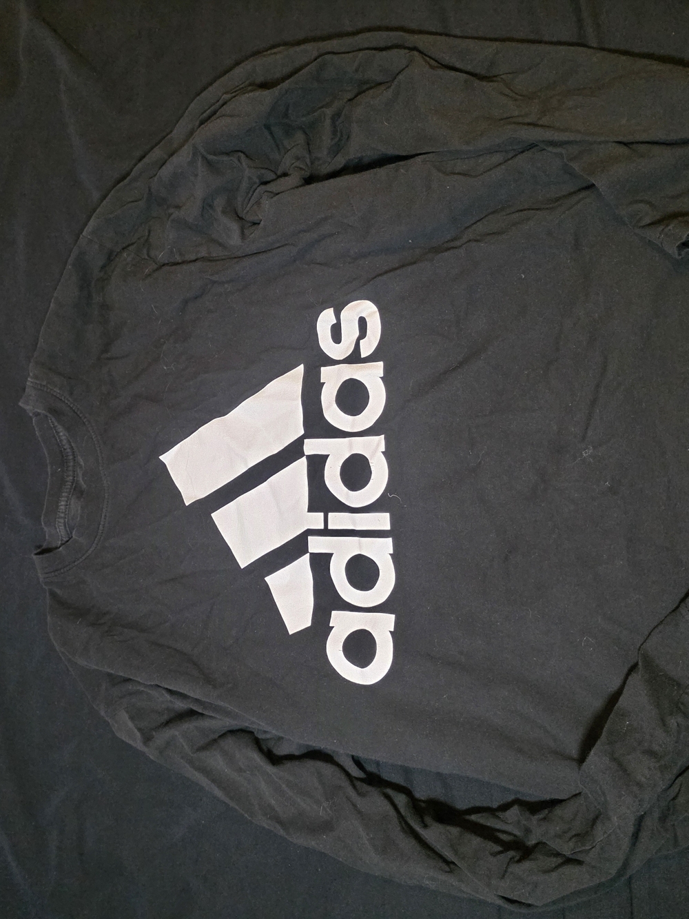 adidas Womens Black Long Sleeve Crew with White Trefoil Stack Logo